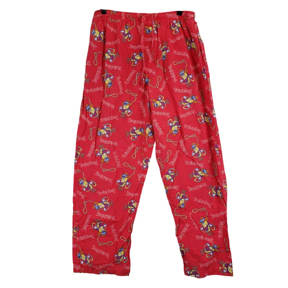 VTG 2002 Hostess Twinkies Pajama Pants Womens M Red Twinkie Kid AOP Lounge